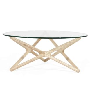 round glass wood table